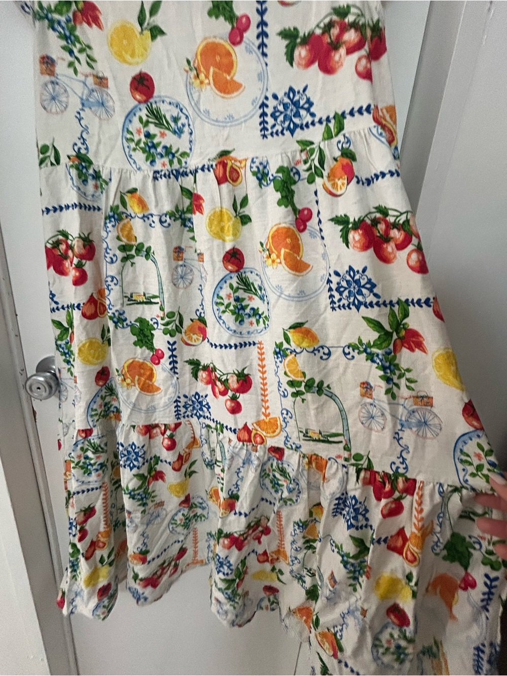 Jane and Delancey White Midi Dress with Multicolor Fruit & Floral Print - Picture 5 of 6